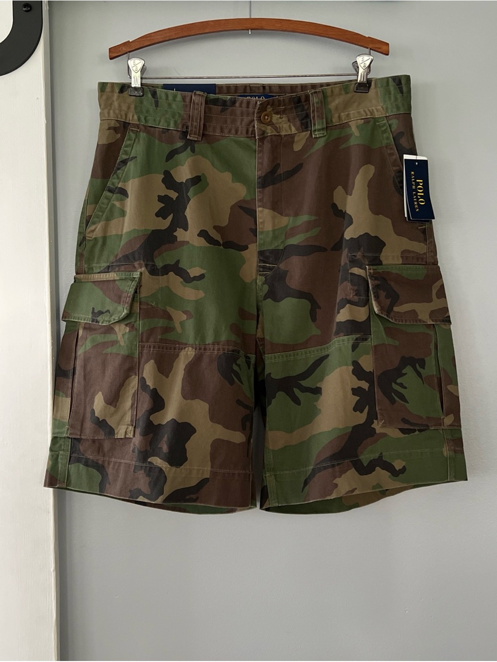 NWT POLO RALPH LAUREN Men's 34 Relaxed Fit Camo Cotton Cargo Shorts Utility $118